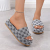 Women27s Floral Platform Wedge Sandals - PU Slip-On Beach & Casual Sandals