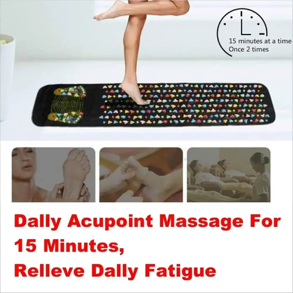 Acupressure Foot Massage Pad with Finger Pressure Plate & Soft Stone Reflexology Mat — Pain Relief & Improved Circulation — 3 Sizes (35×35 cm / 13.8×13.8 in; 120×35 cm / 47.2×13.8 in; 175×35 cm / 68.9×13.8 in)