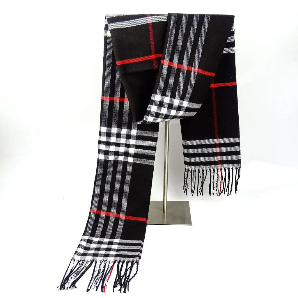Plaid Cashmere-Feel Scarf for Women & Men — Warm Polyester Winter Shawl Wrap Pashmina
