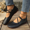 Women's Round Toe PU Leather Loafers – Narrow Band Slip-On Flats, Vintage Casual Dress Shoes