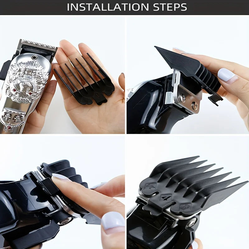 10-Pack Black Hair Clipper Guide Combs – Universal Trimmer Attachments for Barber & Home Salon