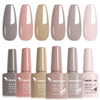 Hema-Free TPO-Free Gel Nail Polish 7.5ml, Glitter Jelly & Nude Shades, Soak-Off UV/LED Full Coverage French