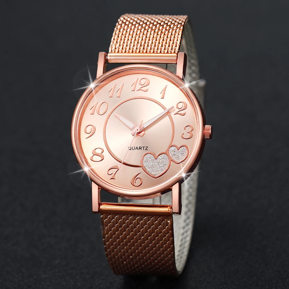 Women's Heart Dial Quartz Watch 38mm Casual Analog with 20mm Rubber Band - Fashion Gift