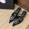 Women's Flower Pointed Toe High Heels Elegant Summer Mules and Pumps