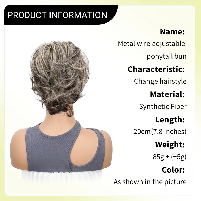 WIGSIN Curly Clip-In Ponytail Hair Extension Adjustable Claw Clip Synthetic High-Temp Fiber 100g (3.5 oz)