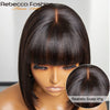 Peruvian Remy Human Hair Short Bob Lace Wig with Bangs, Light Brown (27) Middle Part, Swiss Lace, Realistic Scalp, 4–16 in (10–40 cm)