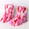 Women's Faux Fur Mid-Calf Snow Boots - Fluffy Plush Winter Warm Flat Outdoor Fashion Boots