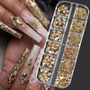 Mini Caviar Beads Nail Art 12-Grid Gold and Silver Micro Ball Charms 0.5–3mm (0.02–0.12in) with Magnetic Picker Pen