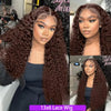 Chocolate Brown 13x6 Lace Front Wig – 100% Human Brazilian Deep Wave, Pre-Plucked, 38in (96cm)