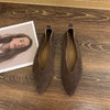 Women's Square Toe Vintage Leather Loafers Soft Comfortable Ballet Flats