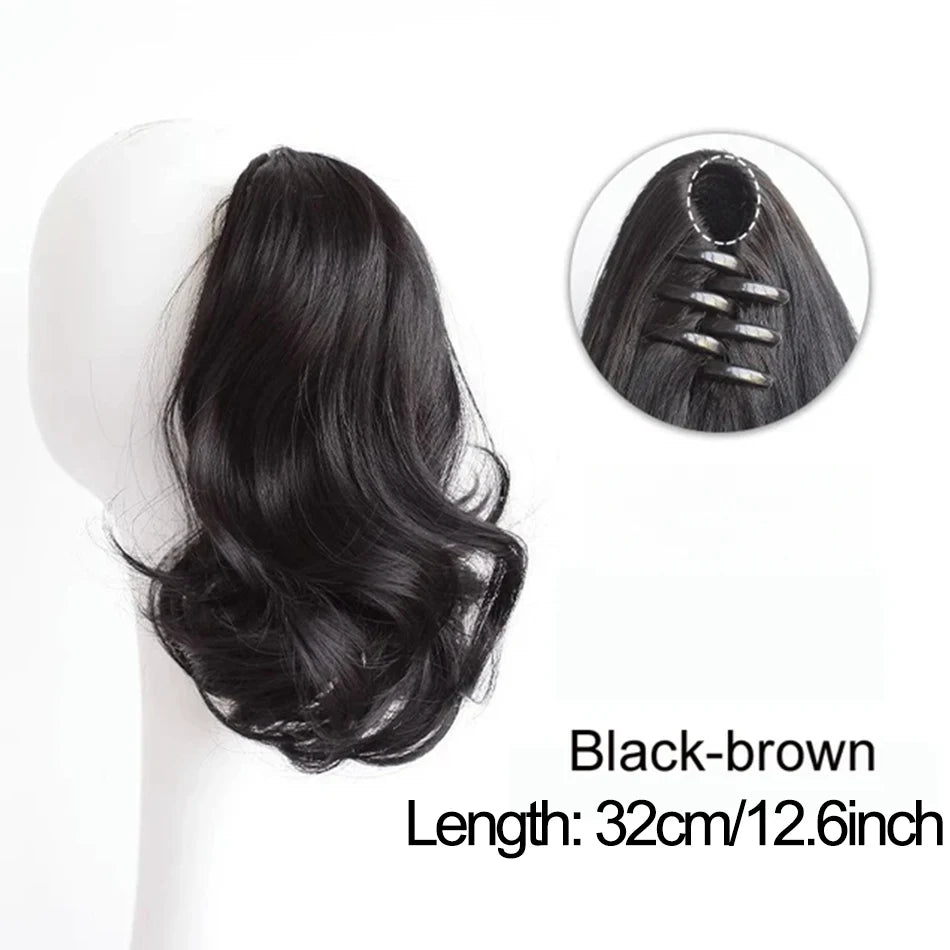 12-Inch (30 cm) Short Curly Clip-In Ponytail Hair Extension – Synthetic Claw Clip Hairpiece for Women
