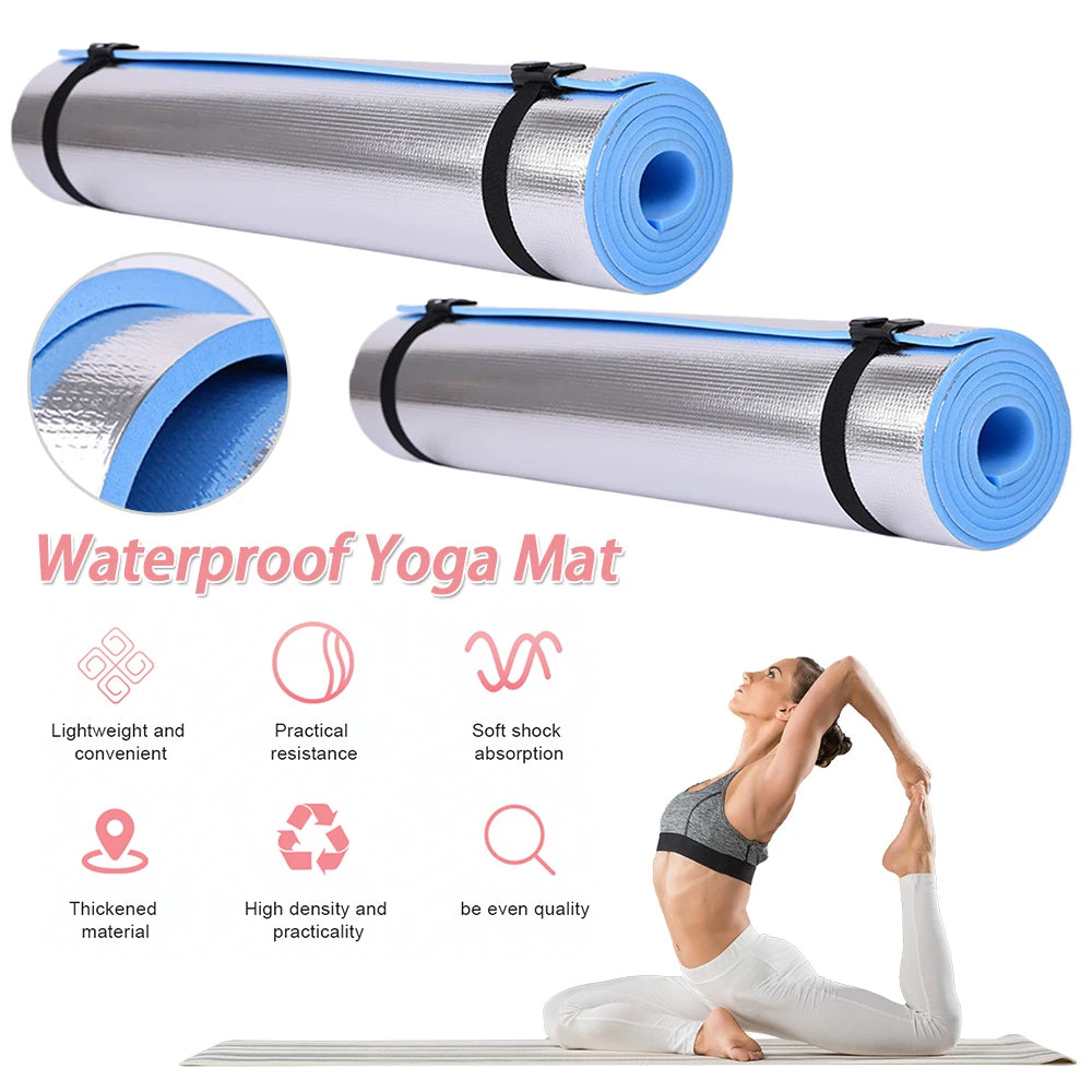 Waterproof Yoga Mat with Aluminum Membrane — 72 x 24 in (183 x 61 cm), 10mm Thick Portable Exercise & Camping Mat