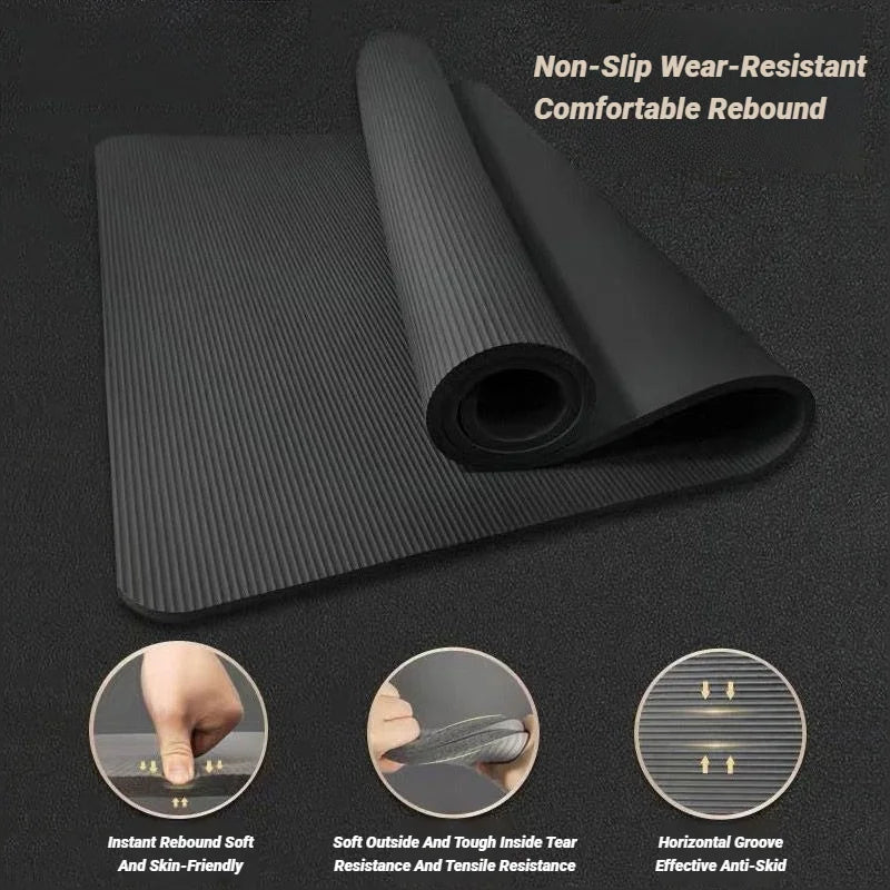2-Piece Thick NBR Yoga Mat Set 20mm — 200cm x 80cm (78.7in x 31.5in) Non-Slip Pilates & Gym Mat