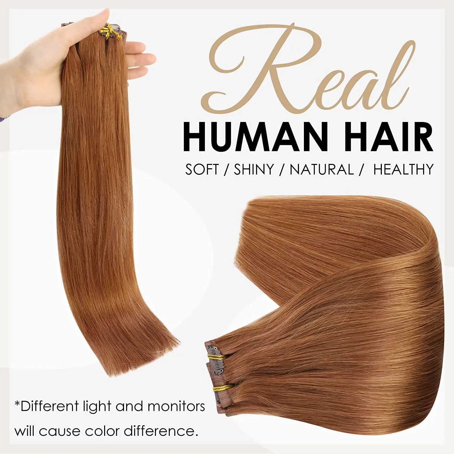 Full Shine Ombre Blonde Remy Clip-In Hair Extensions — 8-Piece Set, 16–22 in (40–56 cm) Seamless PU Weft