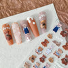 Gold Snowflake & Snowman 3D Self-Adhesive Christmas Nail Stickers with Rhinestones, 10.3 x 8 cm (4.06 x 3.15 in) Sheet