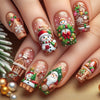 24-Pack Christmas Green Snowflake Press-On Nails with Rhinestones – Holiday False Nail Set for Women