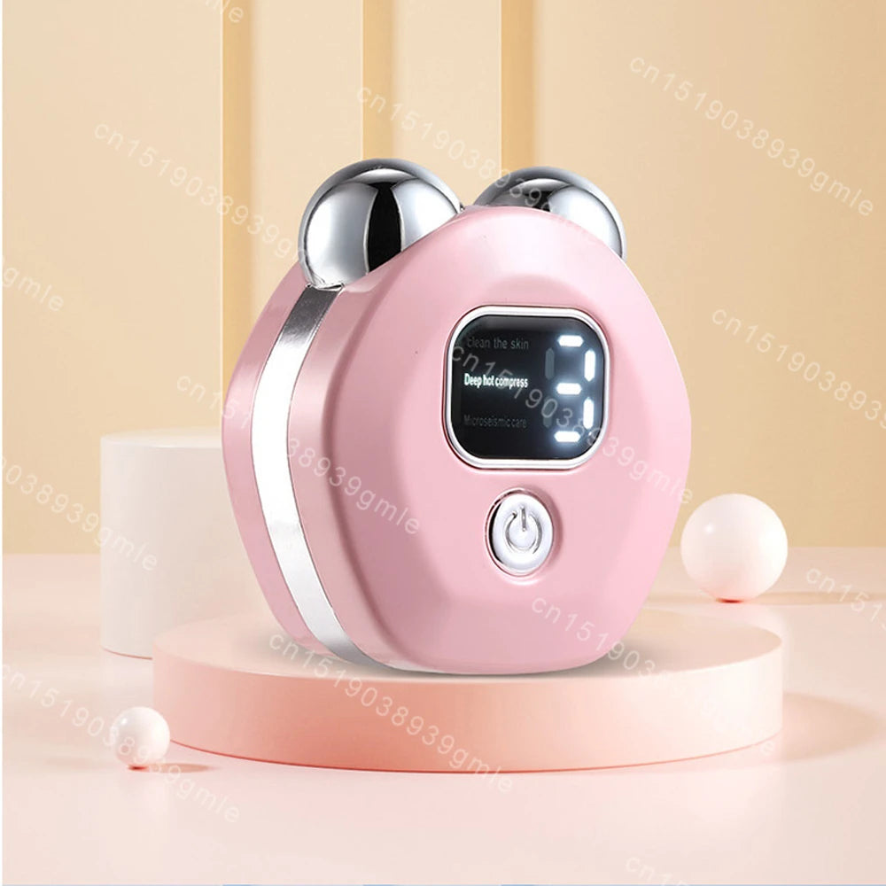 Microcurrent Facial Massager Roller — Vibration EMS Face & Neck Lifting Skin Tightening Anti-Wrinkle Device