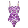 Women's Long Sleeve Majolica Print Bikini Set with High-Waist Skirt - Wire-Free Padded Beach Swimsuit