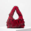 Fuzzy Dopamine Shoulder Bag for Women - Cute Charm Hobo Clutch Travel Handbag