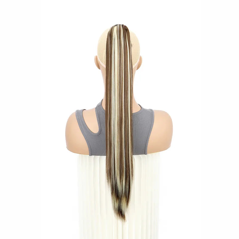 24-Inch (61 cm) Clip-In Straight Ponytail Hair Extension, Heat-Resistant Synthetic Claw Clip for Women, Blonde/Black