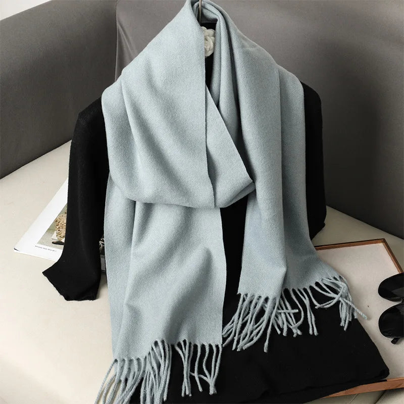 Women's Winter Scarf, Thick Cashmere-Look Pashmina Shawl with Tassels, Windproof Wrap, 175+ cm (69+ in) — 62 Colors