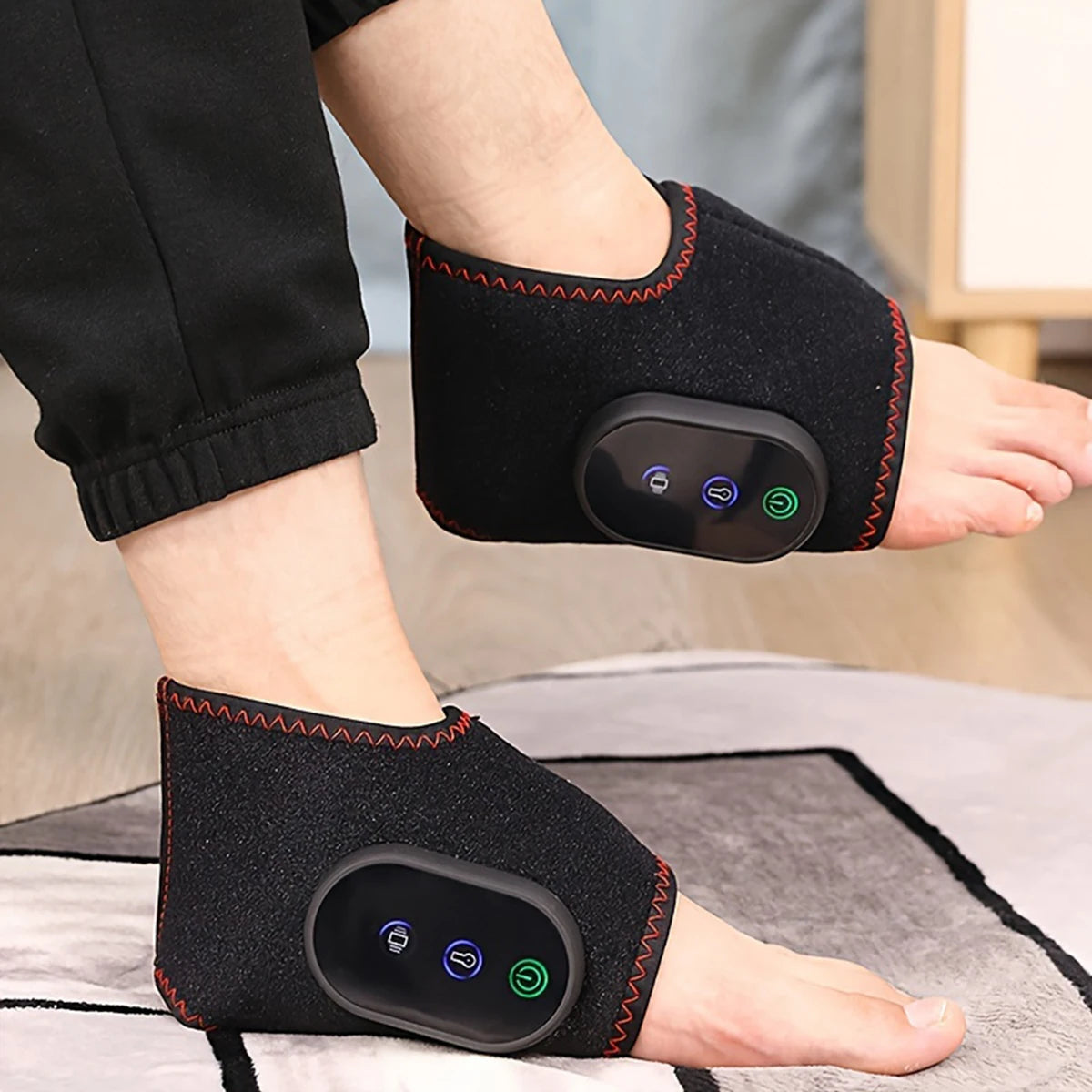 Rechargeable Ankle Massager with Heat & Vibration, Timer-Controlled Portable Foot Therapy