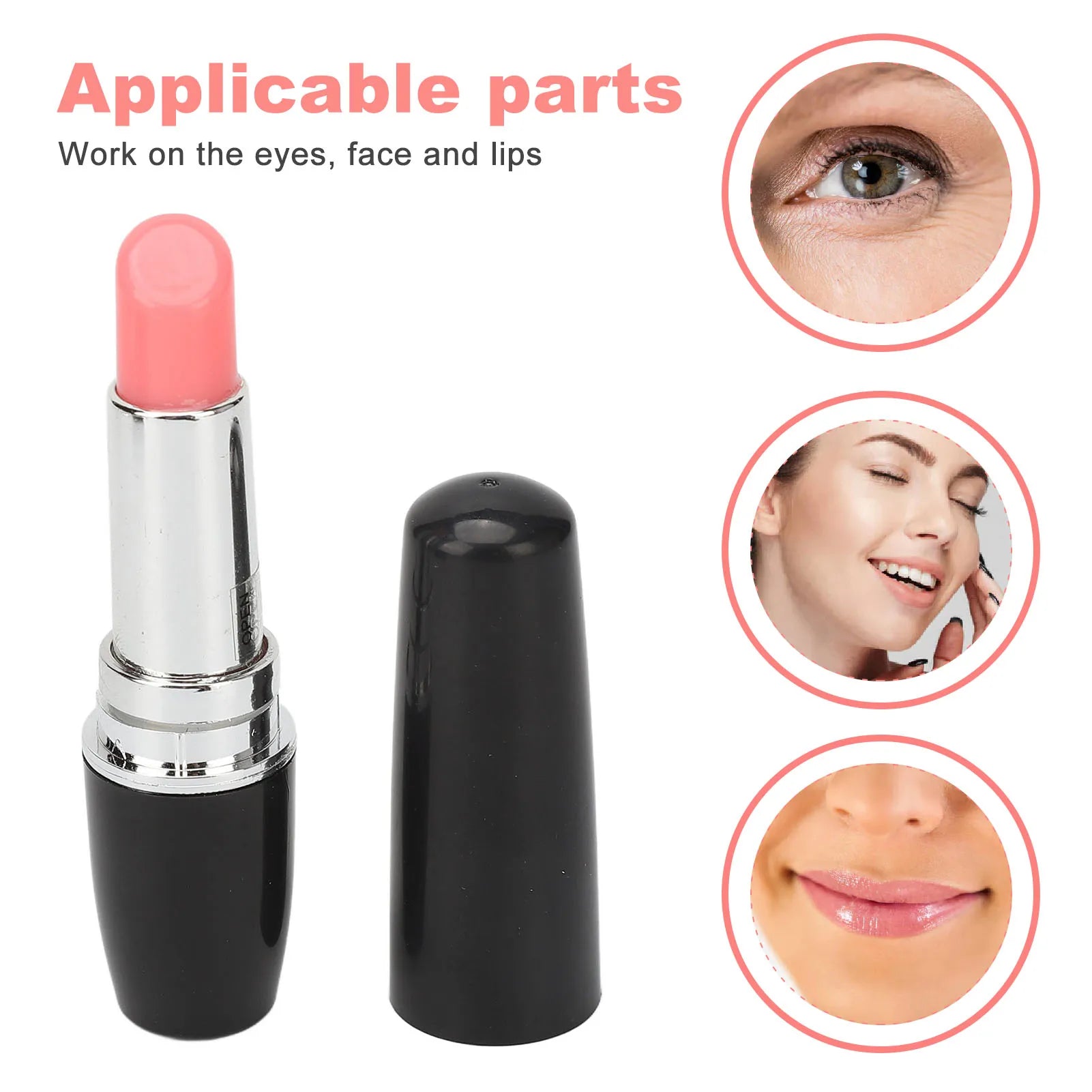 Lipstick-Shaped Vibrating Eye & Facial Massager Wand — Portable Eye Massager for Dark Circles, Puffiness & Skin Lifting