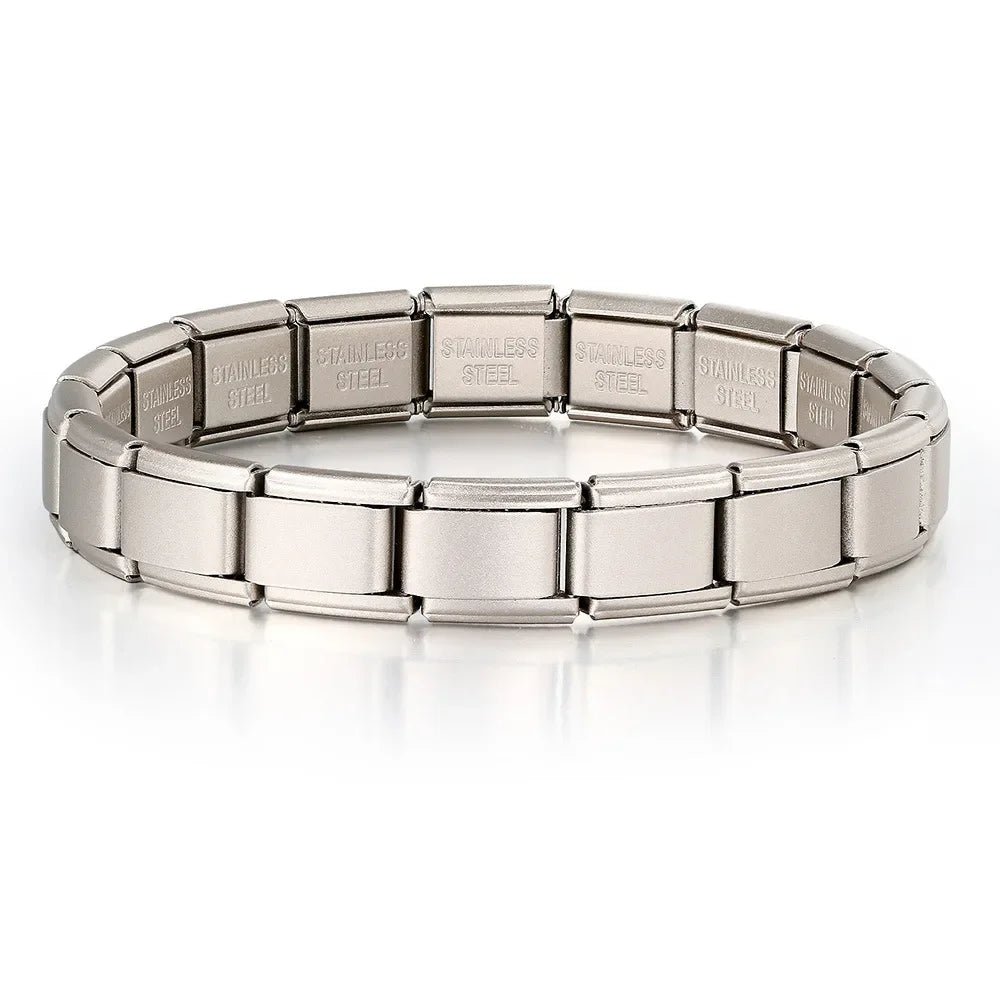 Unisex 9mm Italian Modular Charm Bracelet 18-Piece Stainless Steel Set Starry Plant Cubic Zirconia Charms