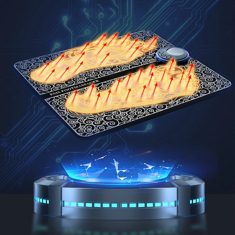 EMS TENS Foot Massager Mat – Foldable Electric Foot Pad, 19 Intensity Levels & 8 Modes for Muscle Stimulation