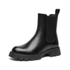 BeauToday Women's Chelsea Ankle Boots - Genuine Cow Leather Platform Boot, Round Toe, Elastic Side, 5 cm (2 in) Heel, Handmade