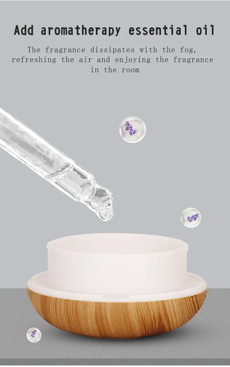 350ml (11.8 oz) Wood Grain Ultrasonic Essential Oil Diffuser & Humidifier, USB, Remote Control, 7-Color LED