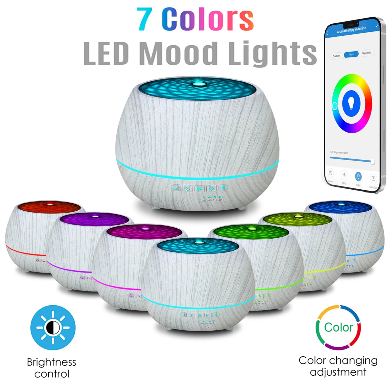 DELIXING Smart WiFi Humidifier & Aroma Diffuser 500 ml (16.9 fl oz) 7-Color LED Night Light — Works with Alexa & Google Home