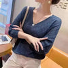 Women's V-Neck Crochet Hollow-Knit Batwing Sweater - Loose Lightweight Autumn Korean Pullover