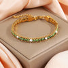 Gold Cubic Zirconia Stainless Steel Adjustable Women's Tennis Bracelet 17-20 cm (6.7-7.9 in) Non-Tarnish Iced-Out Chain