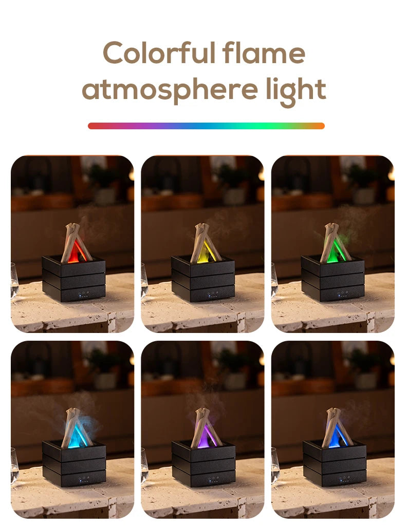 NEWSTYLE Simulated Flame Aroma Diffuser – Bonfire LED Ultrasonic Cool Mist Humidifier & Essential Oil Diffuser, 280ml (9.5 fl oz) with Remote