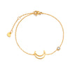 Women's Minimalist Thin Chain Bracelet with Cross, Crescent Moon & Star Charms – Adjustable Stainless Steel Layered Link