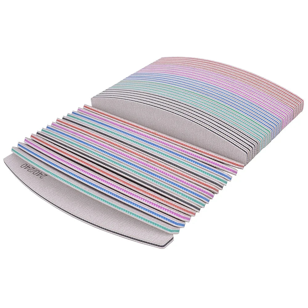 3/5/10-Pack Professional Nail Files — Thick Half-Moon Emery Boards, Multiple Grits (80–240) for Manicure & Nail Extensions