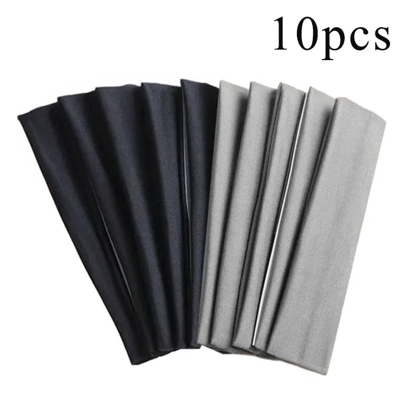 10-Pack Elastic Headbands for Women – Solid Color Sports, Yoga & Fitness Hair Bands