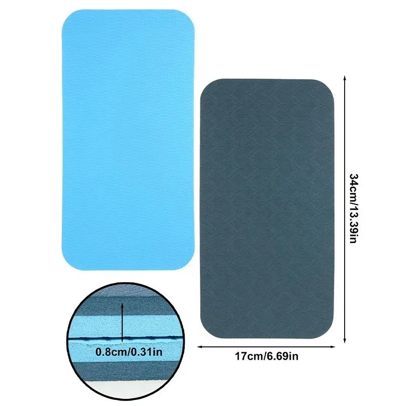 2-Pack TPE Yoga Support Pads 34 x 17 x 0.8 cm (13.4 x 6.7 x 0.3 in) – Anti-Slip Knee & Exercise Mat Pads