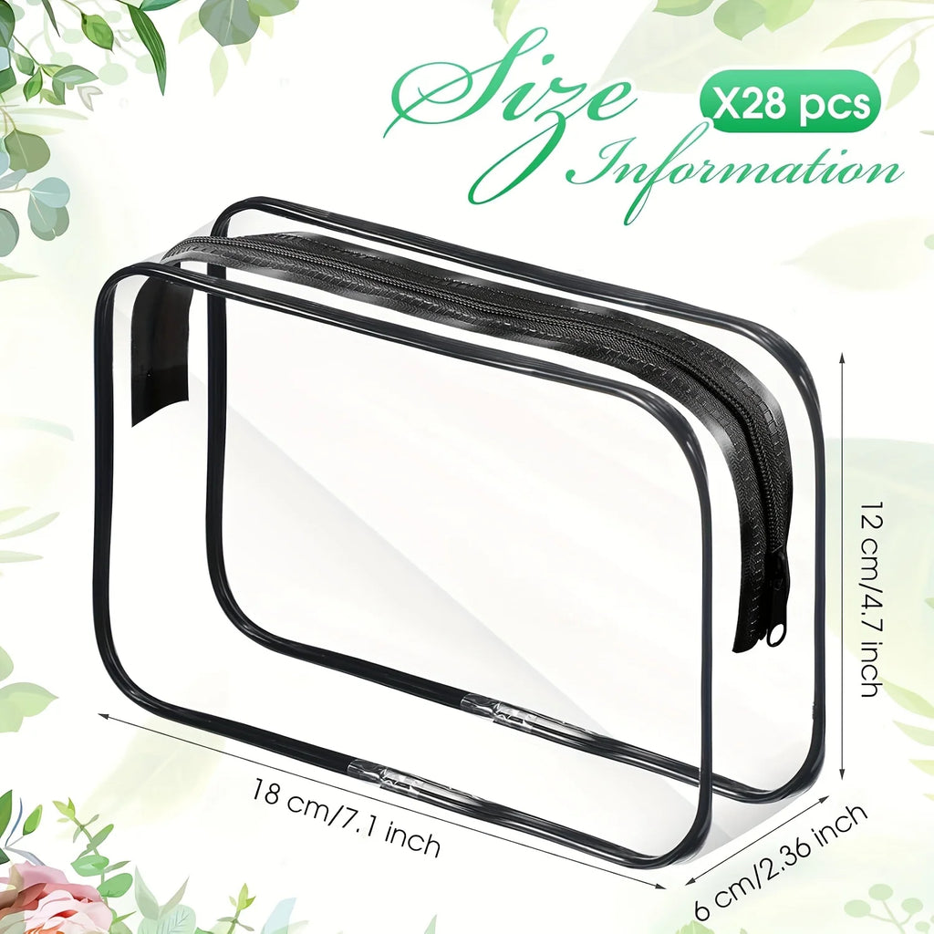 3-Piece Clear Travel Cosmetic Bag Set - Zippered PVC Toiletry & Makeup Organizers