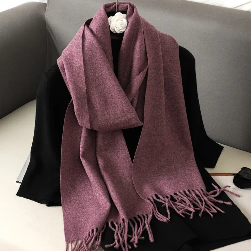 Women's Winter Scarf, Thick Cashmere-Look Pashmina Shawl with Tassels, Windproof Wrap, 175+ cm (69+ in) — 62 Colors