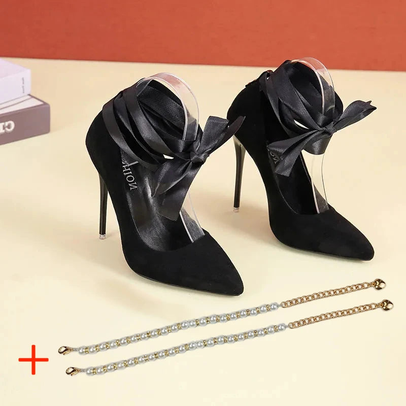 Pearl Bead Ankle-Strap Pumps Gold – Rhinestone Buckle High Heels 7cm (2.8in) & 10cm (3.9in) – Party Wedding Shoes, Plus Sizes to EU 45