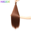 3-Pack 28-Inch (71 cm) Straight Crochet Braids Synthetic Hair Extensions High-Temperature Ombre Blonde Brown Gray