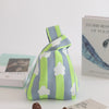 Handmade Knitted Knot Wrist Bag - Striped Mini Tote for Women, Large-Capacity Phone Bucket, Autumn Winter Casual