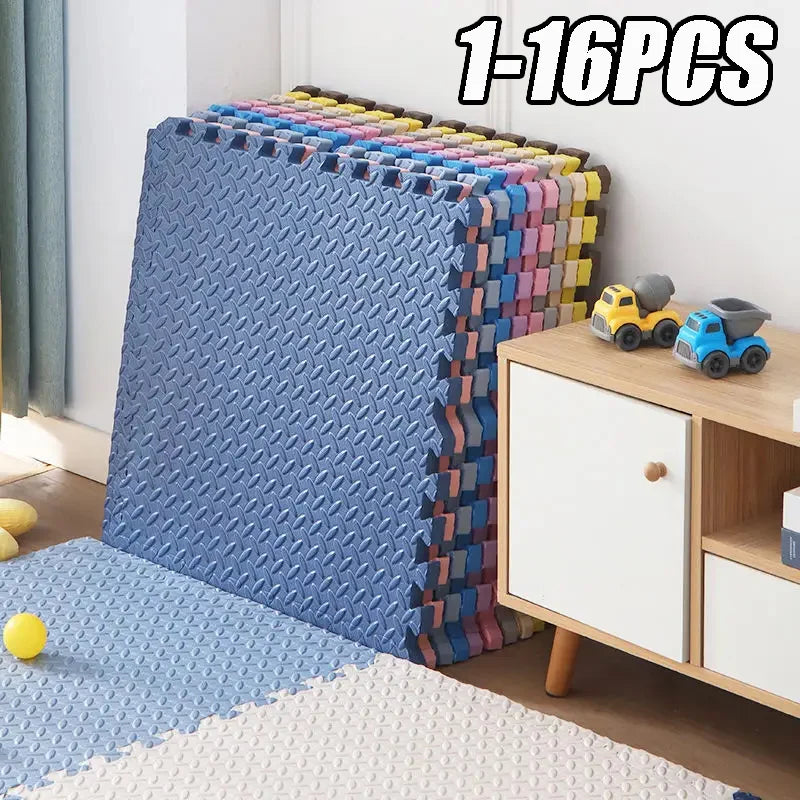 EVA Interlocking Floor Tile 30×30×1 cm (11.8×11.8×0.4 in) Leaf Texture Non-Slip Shock-Absorbing Gym, Yoga & Baby Play Mat