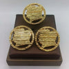 African-Inspired 18k Gold-Plated Jewelry Set - Necklace, Clip Earrings, Cuff Bangle & Ring