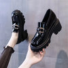 Women's Platform Mary Jane Pumps - Thick-Sole Height-Boost Heels with Metal Accent, Round Toe Square Heel (Spring/Autumn)