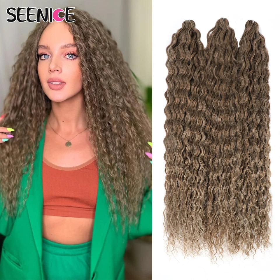 Ariel Water Wave Twist Crochet Braids – Ombre Synthetic Deep Wave Hair Extensions, 22 Inch (55 cm)