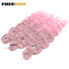 Synthetic Braiding Hair Extensions 24 in (60 cm) Loose Deep Wave Ombre Brown Rainbow Twist Crochet 3-Pack