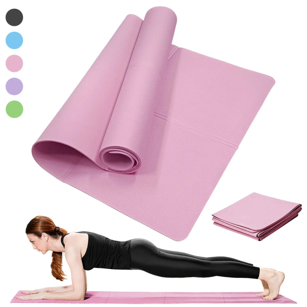 Non-Slip Yoga & Pilates Mat 173 x 60 cm (68 x 24 in) — 3/4/6 mm Travel Exercise Mat for Women Home Gym